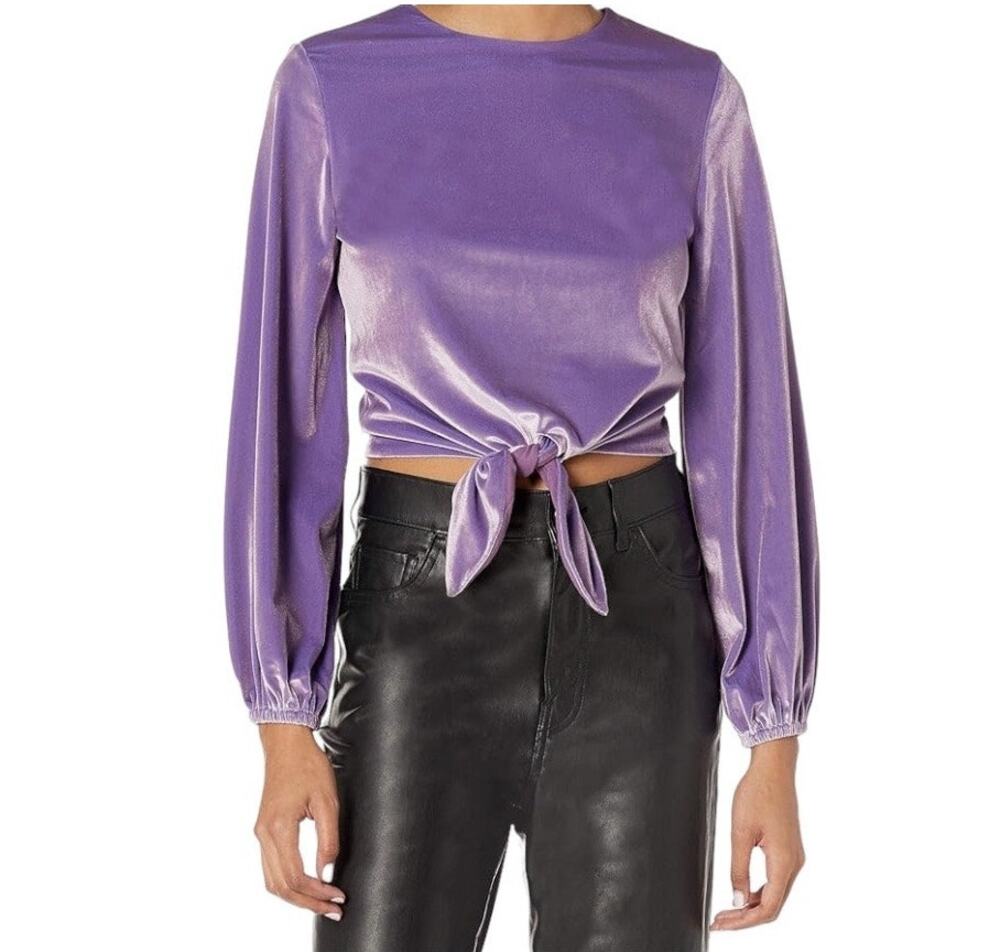 New Kendall & Kylie Velvet Purple Aqua Front Tie Top Plus Size 2X